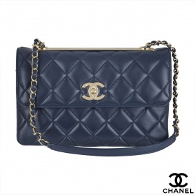 Chanel quilted navy flap Handbag